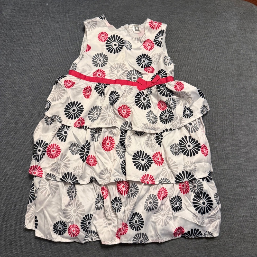 Carters Toddler Girls 4T Floral Tiered Dress Sleeveless Daisy Print